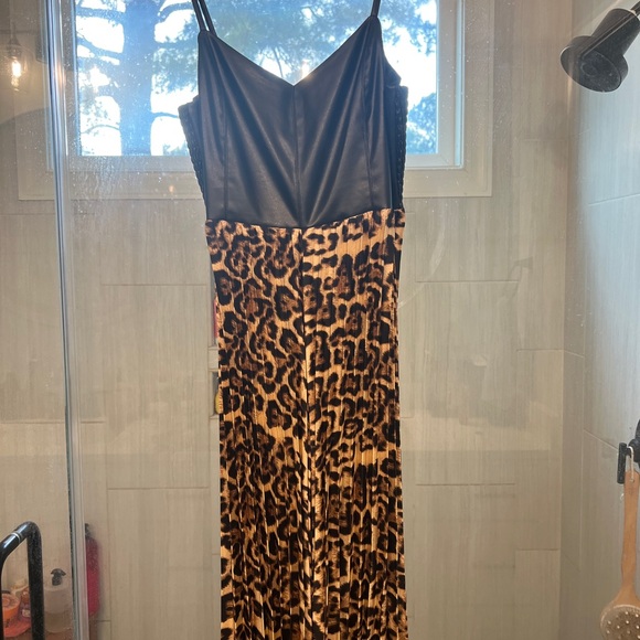 Oddi Pants - Leopard Print Maxi Dress with Black Top